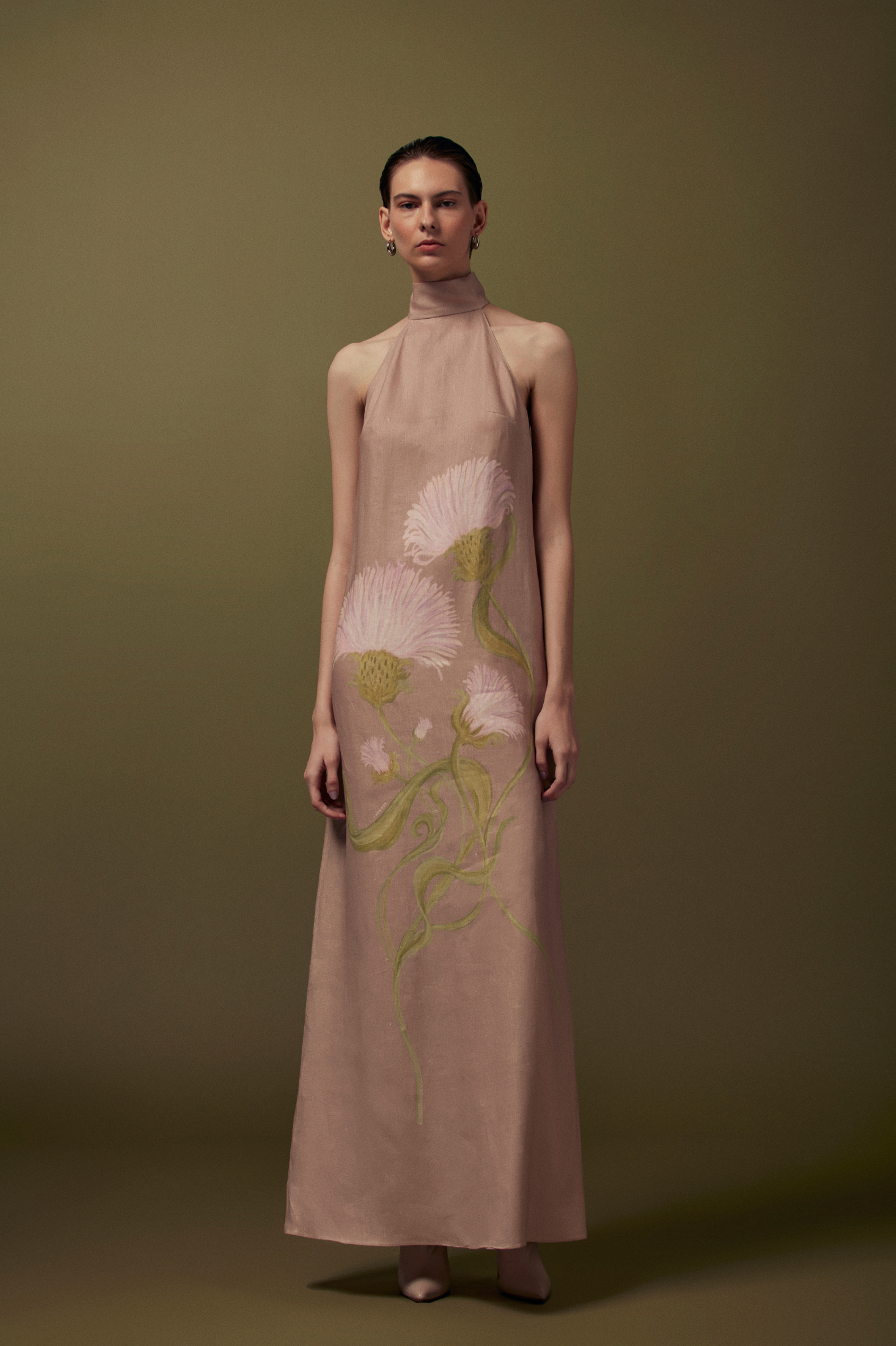 VESTIDO LINHO GOLA ALTA